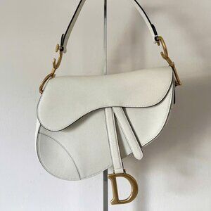 CHRISTIAN DIOR Medium Saddle White Bag